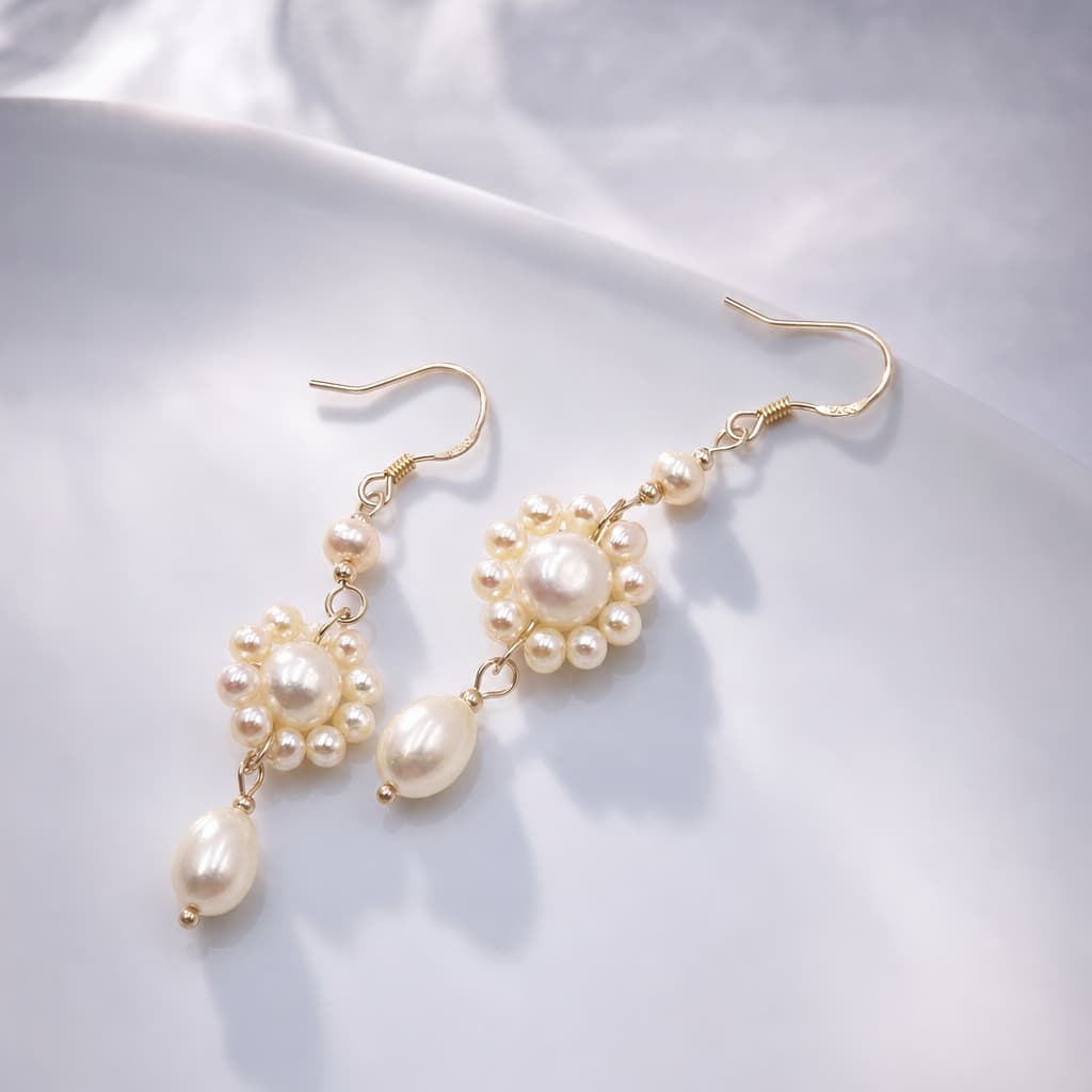 Floral Freshwater Pearl handmade earrings